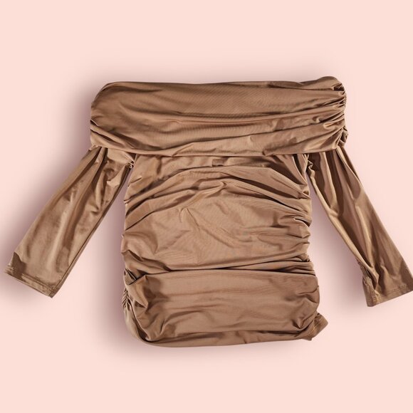 VTG y2k cha cha vente coquette goddess romantic off the shoulder Bardot top sz M - Picture 2 of 7